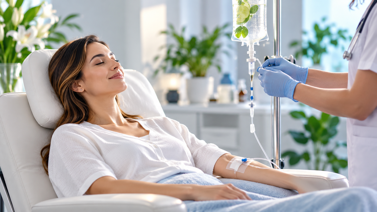 Paciente recibiendo terapia intravenosa
