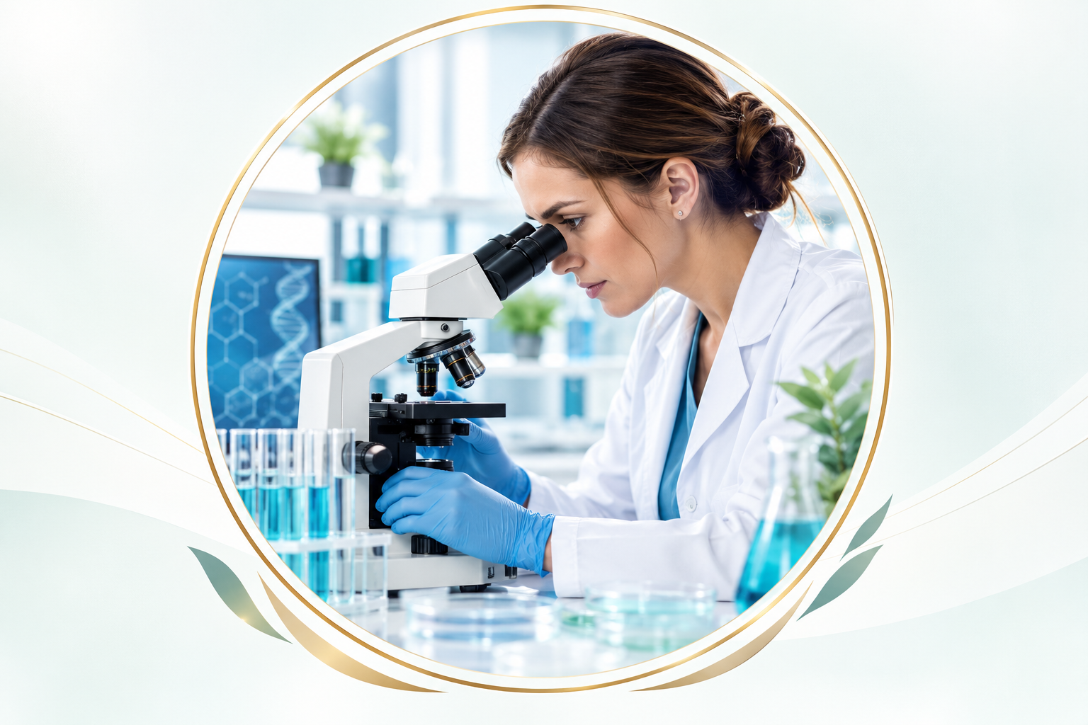 Científica trabajando en un laboratorio de biotecnología